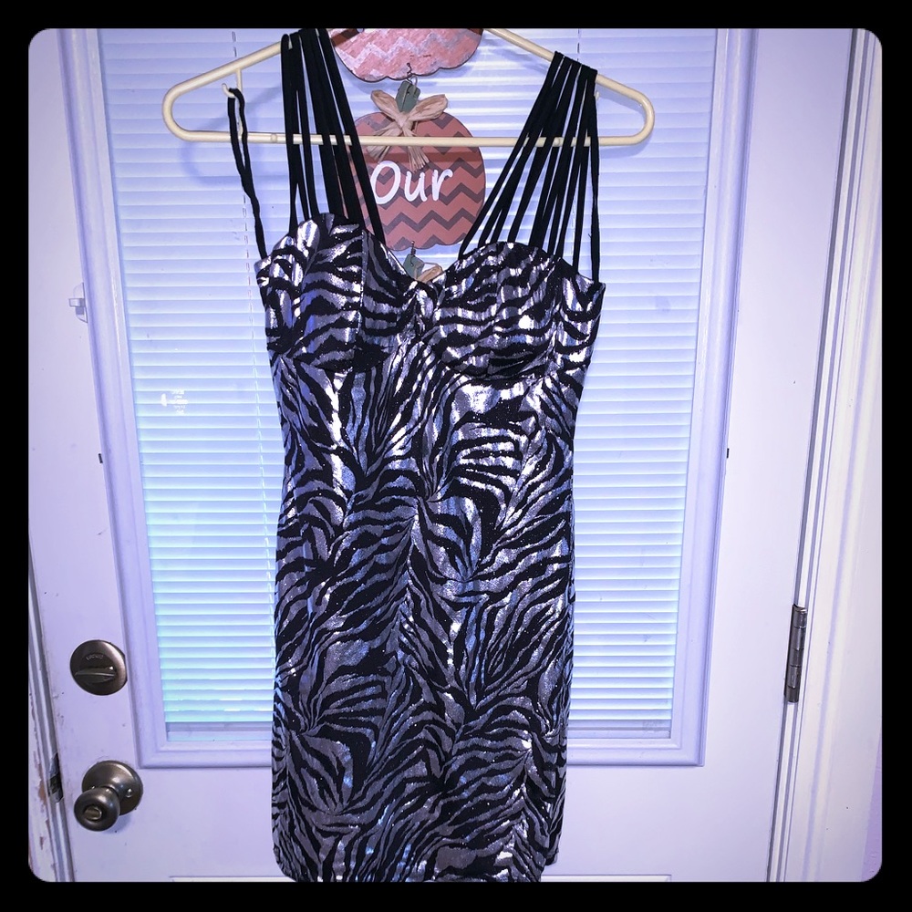 Zebra sparkle little black dress